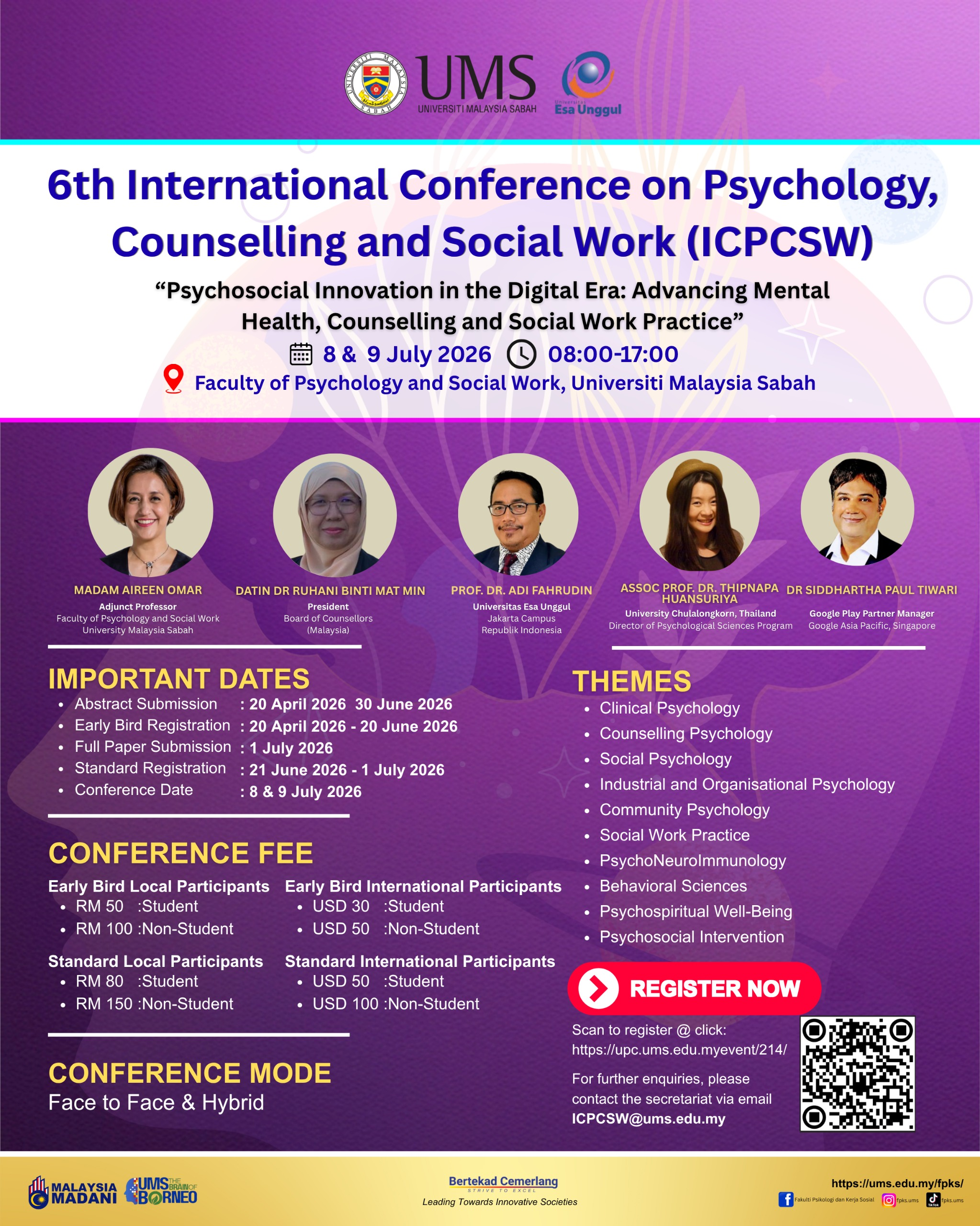 6th International Conference on Psychology, Counselling, and Social Work (ICPCSW)