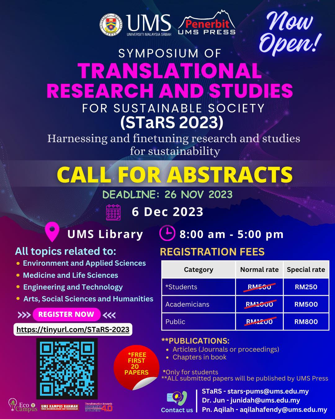 STaRS 2023: Symposium of Translational Research and Studies for Sustainable Society